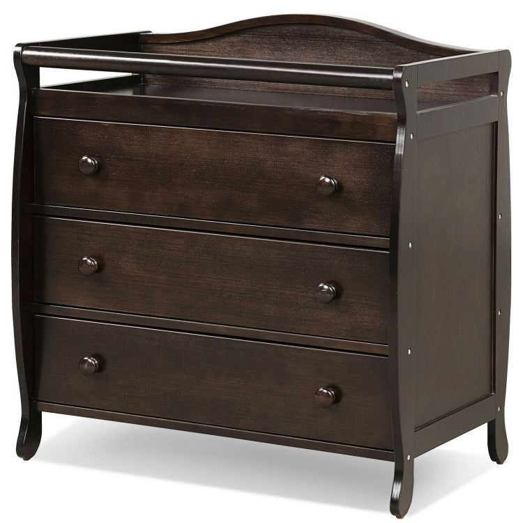 Baby Changing Table Infant Diaper with 3 Drawers and Safety Belt, Brown Changing Tables at Gallery Canada