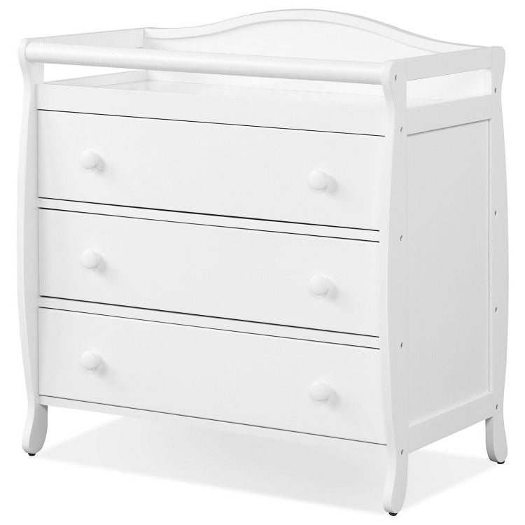 Baby Changing Table Infant Diaper with 3 Drawers and Safety Belt, White Changing Tables at Gallery Canada