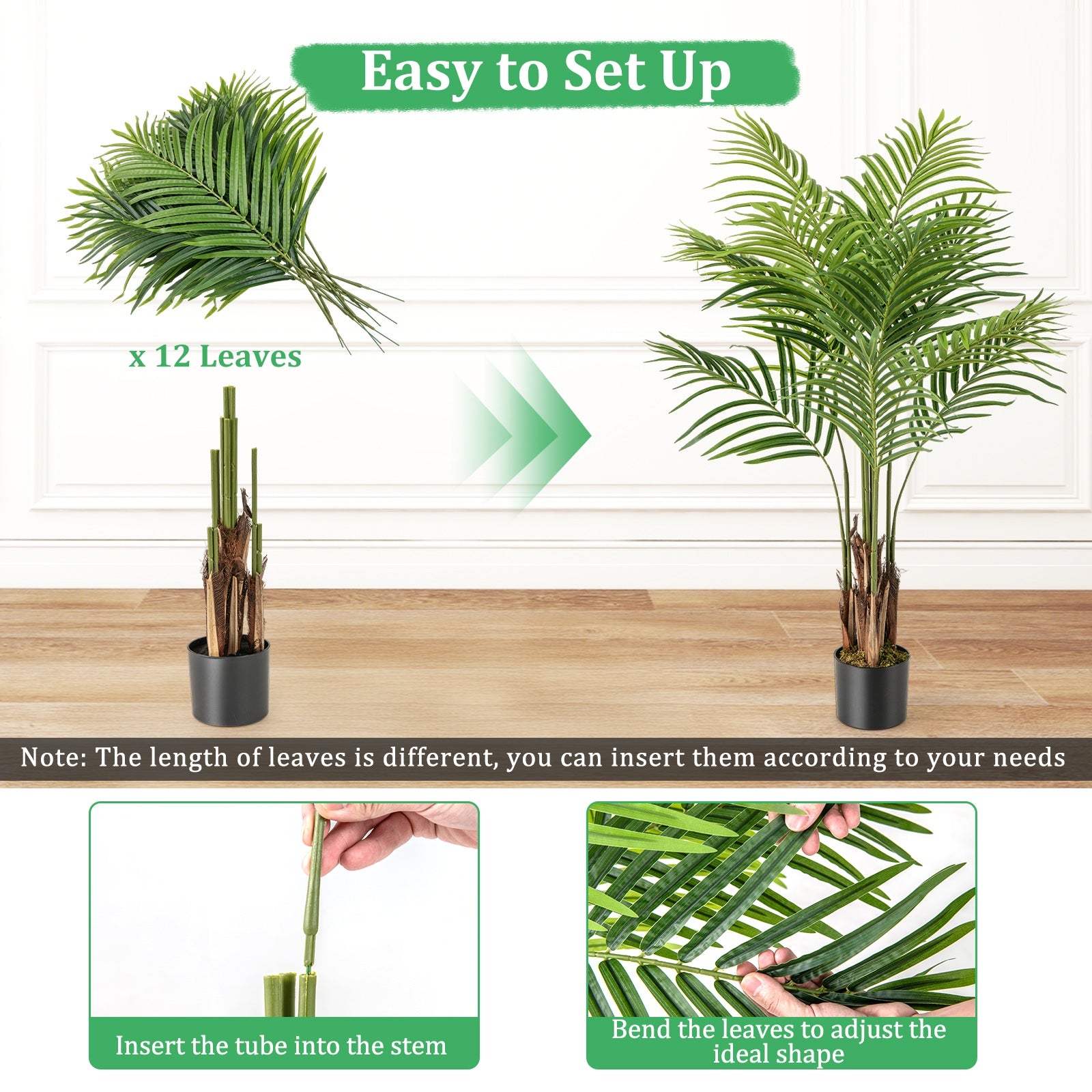 2 Pack 4.2 Feet Tall Artificial Palm Paradise Plant Large Fake Potted Tree, Green Faux Plants at Gallery Canada
