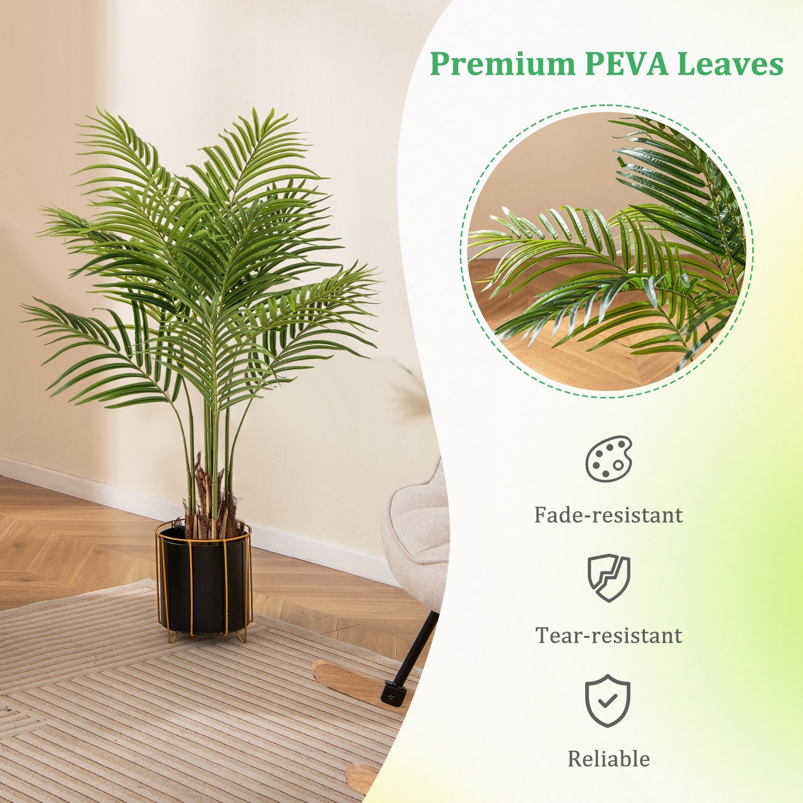 2 Pack 4.2 Feet Tall Artificial Palm Paradise Plant Large Fake Potted Tree, Green Faux Plants at Gallery Canada
