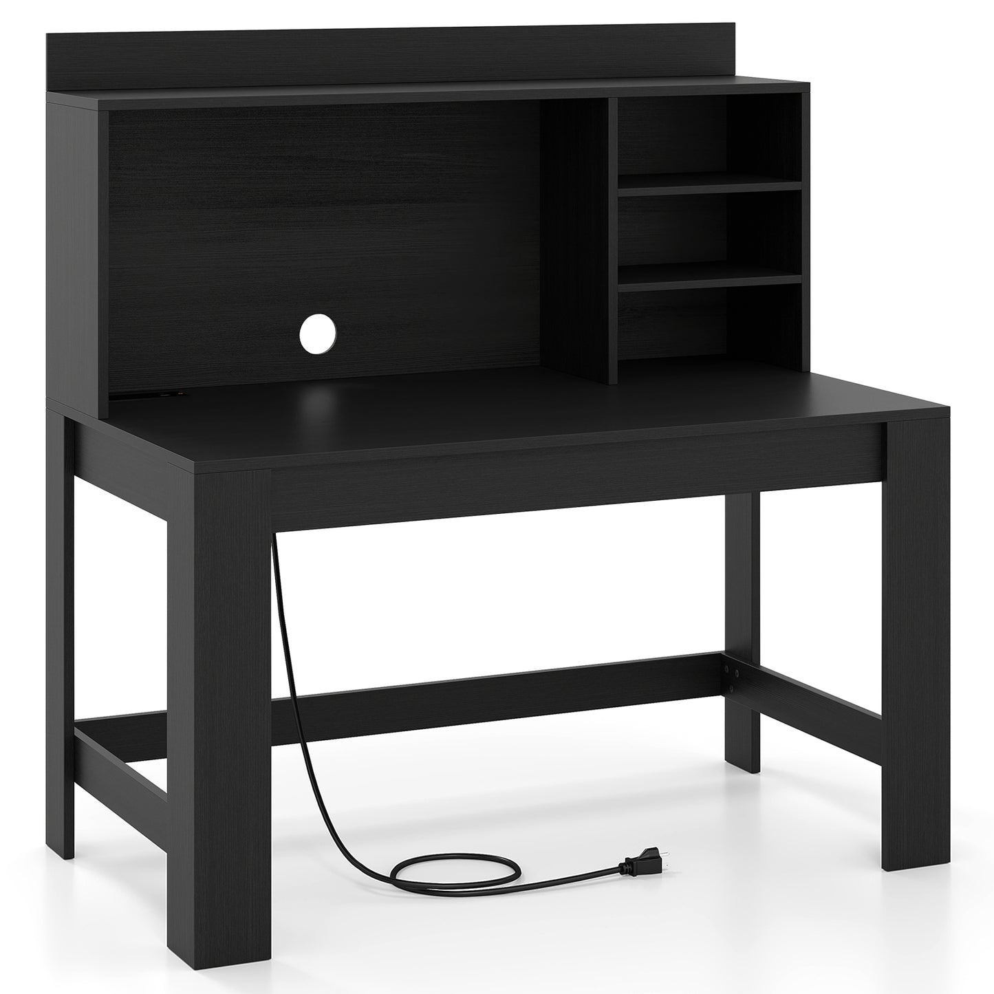 Modern Computer Desk with Hutch and Storage Shelves, Black Computer Desks Black at Gallery Canada