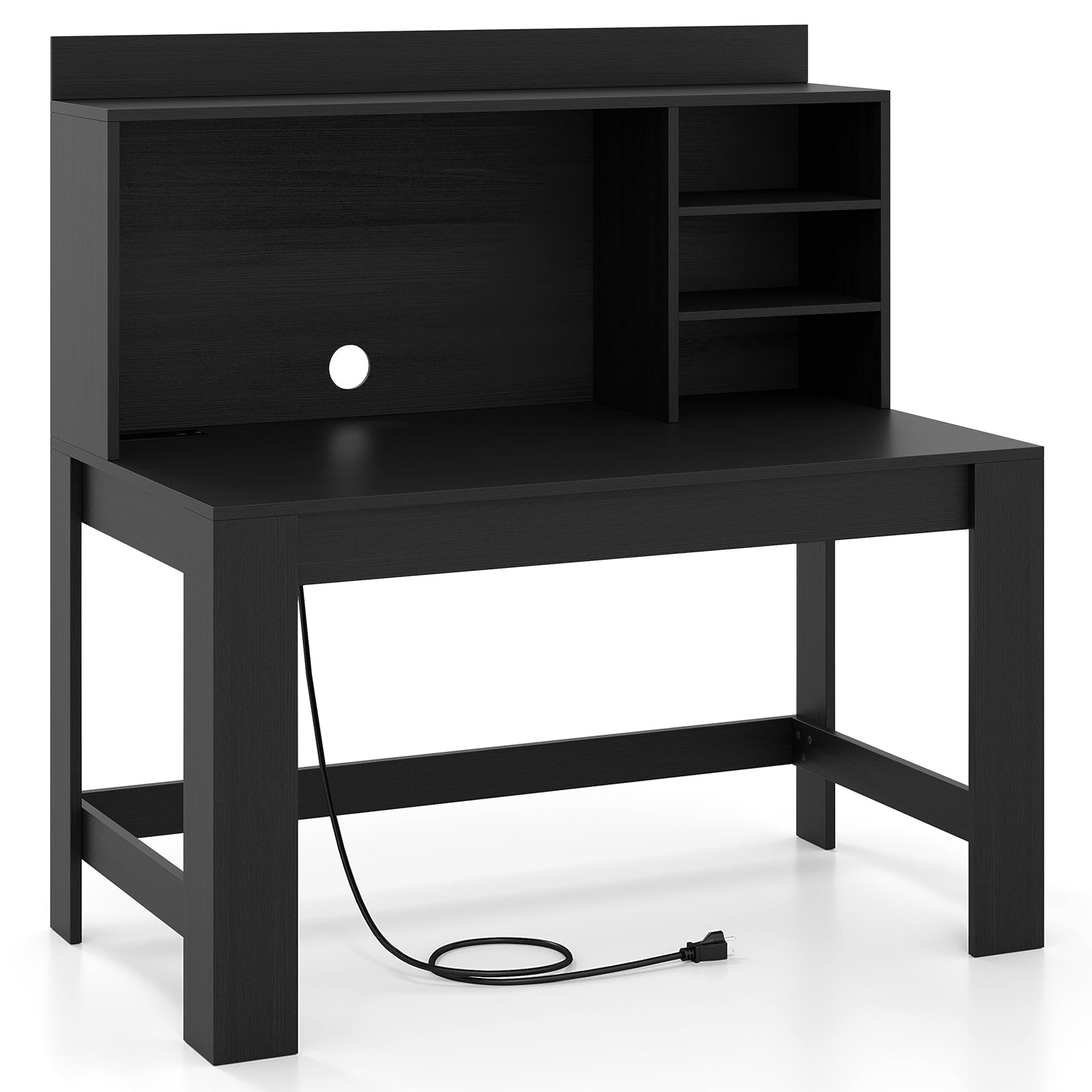 Modern Computer Desk with Hutch and Storage Shelves, Black Computer Desks Black at Gallery Canada