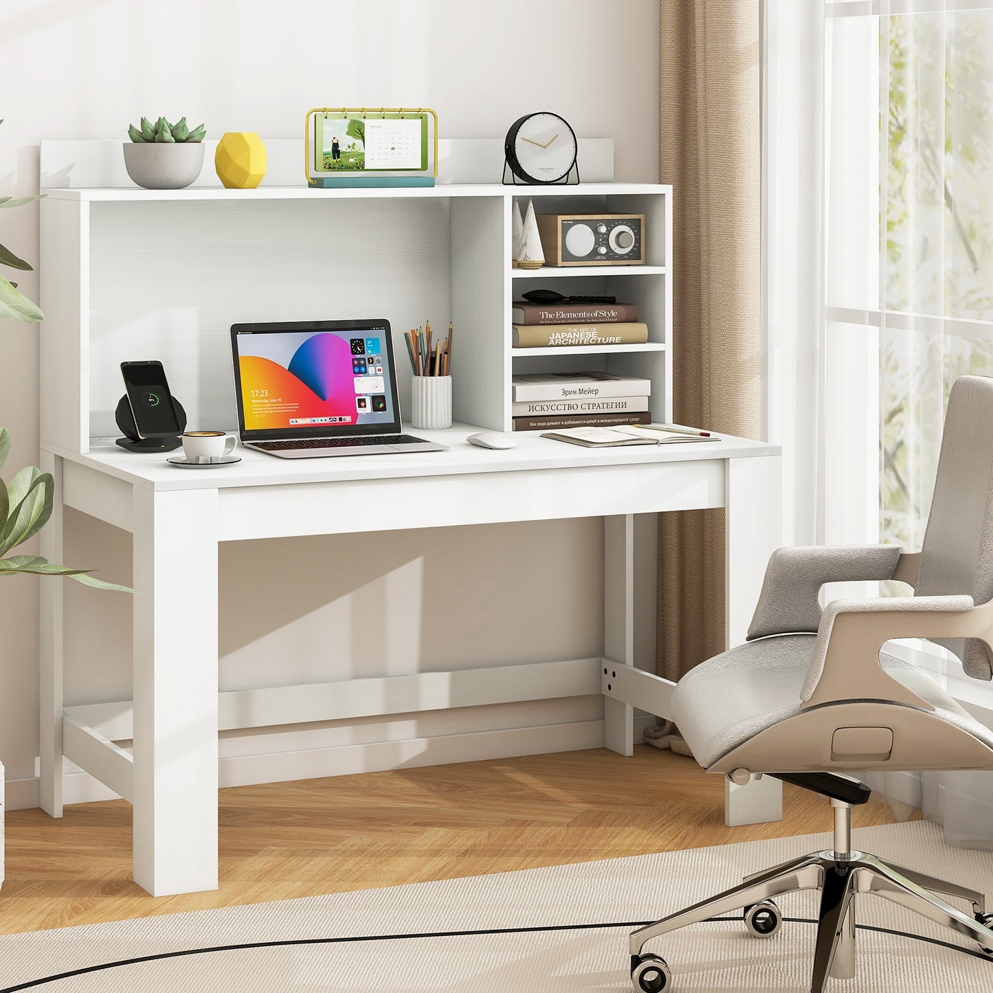 Modern Computer Desk With Hutch, Storage Shelves, White Computer Desks at Gallery Canada