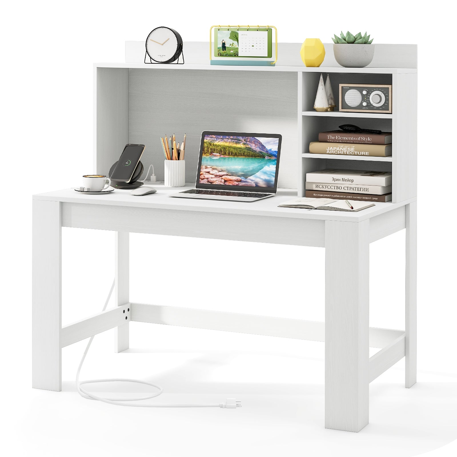 Modern Computer Desk With Hutch, Storage Shelves, White Computer Desks at Gallery Canada