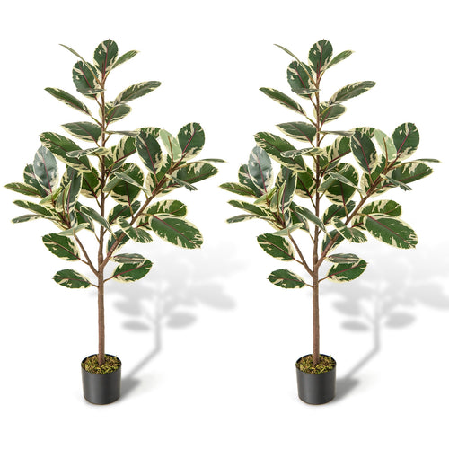 2 Pack 4.3 Feet Tall Artificial Bird of Paradise Plant Fake Banana Leaf, Green