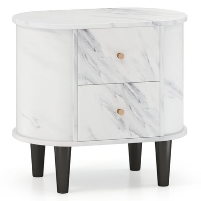 Modern Faux Marble Nightstand, 2 Drawers, White Nightstands at Gallery Canada