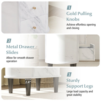 2-Drawer Nightstand Modern Faux Marble Bedside Table with Storage, White Nightstands at Gallery Canada