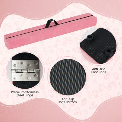 9 FT Folding Gymnastics Balance Beam with Anti-slip Base and Pine Wood Frame, Pink Yoga & Gym Mats at Gallery Canada