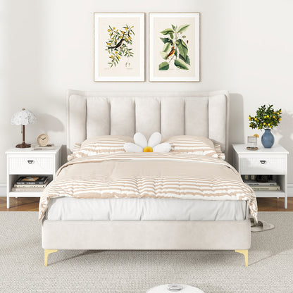 2-tier Wood Nightstand with Drawer and Open Storage Shelf for Bedroom, White Nightstands at Gallery Canada