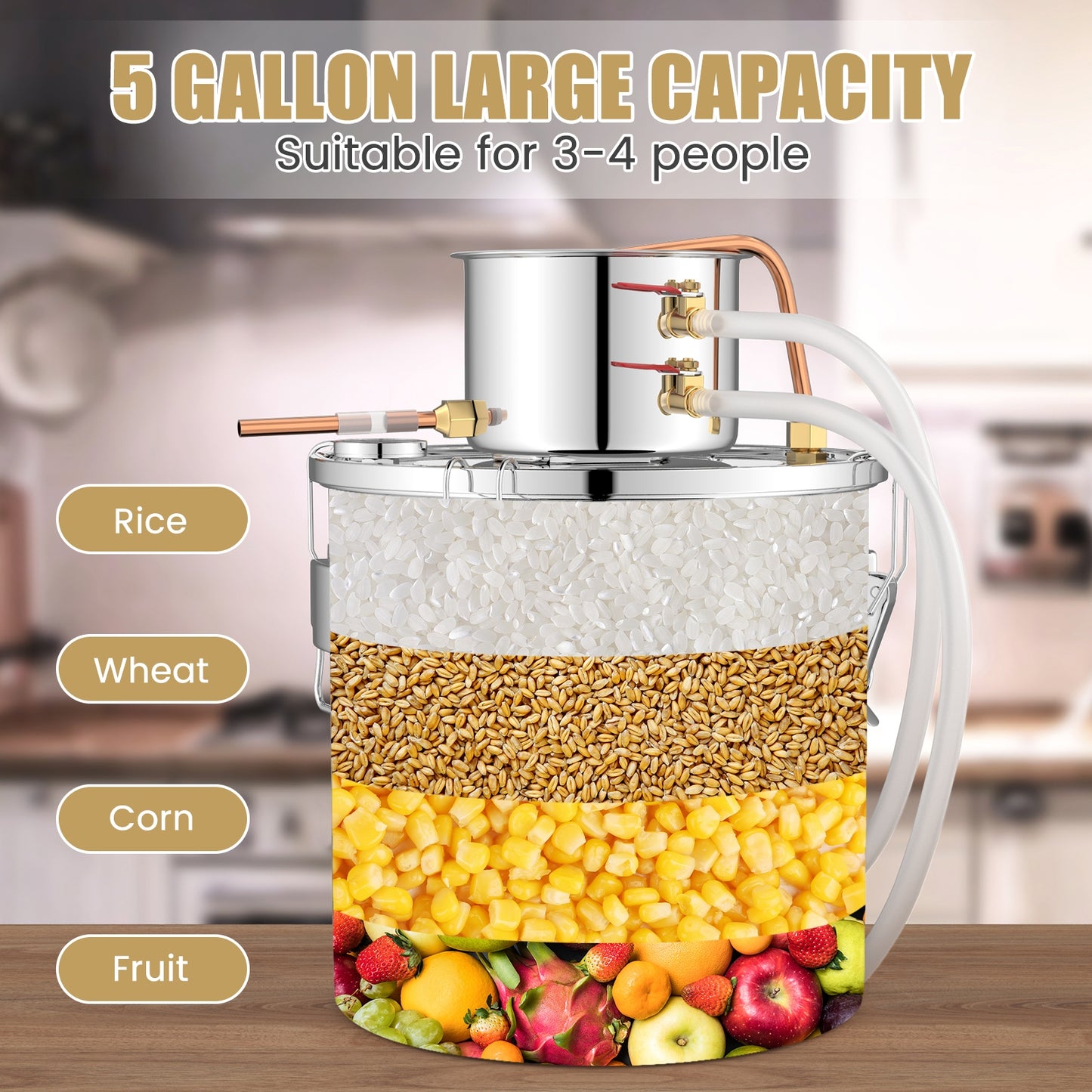 5 Gal 40 L Water Juicer Maker with 2 Stainless Steel Pots-5 Gal, Silver Juicers & Coffee Machines at Gallery Canada