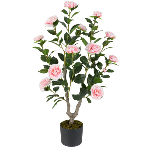 36 Inch Artificial Camellia Tree with Blooming Flower 1 Pack, Pink