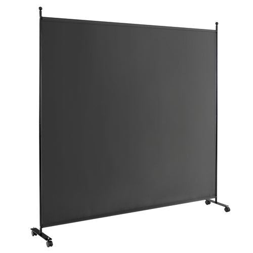 6 Feet Single Panel Rolling Room Divider, Dark Gray