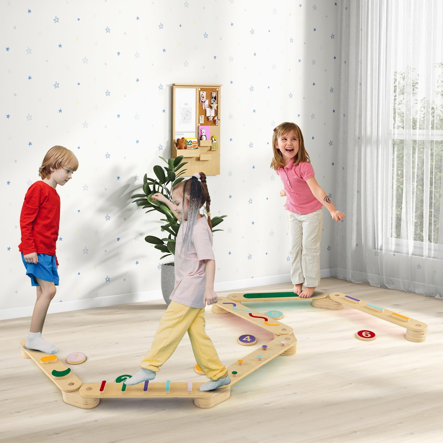 Montessori Balance Beam Set Wooden Balance Boards with Stepping Stones, Multicolor Toy Sports at Gallery Canada