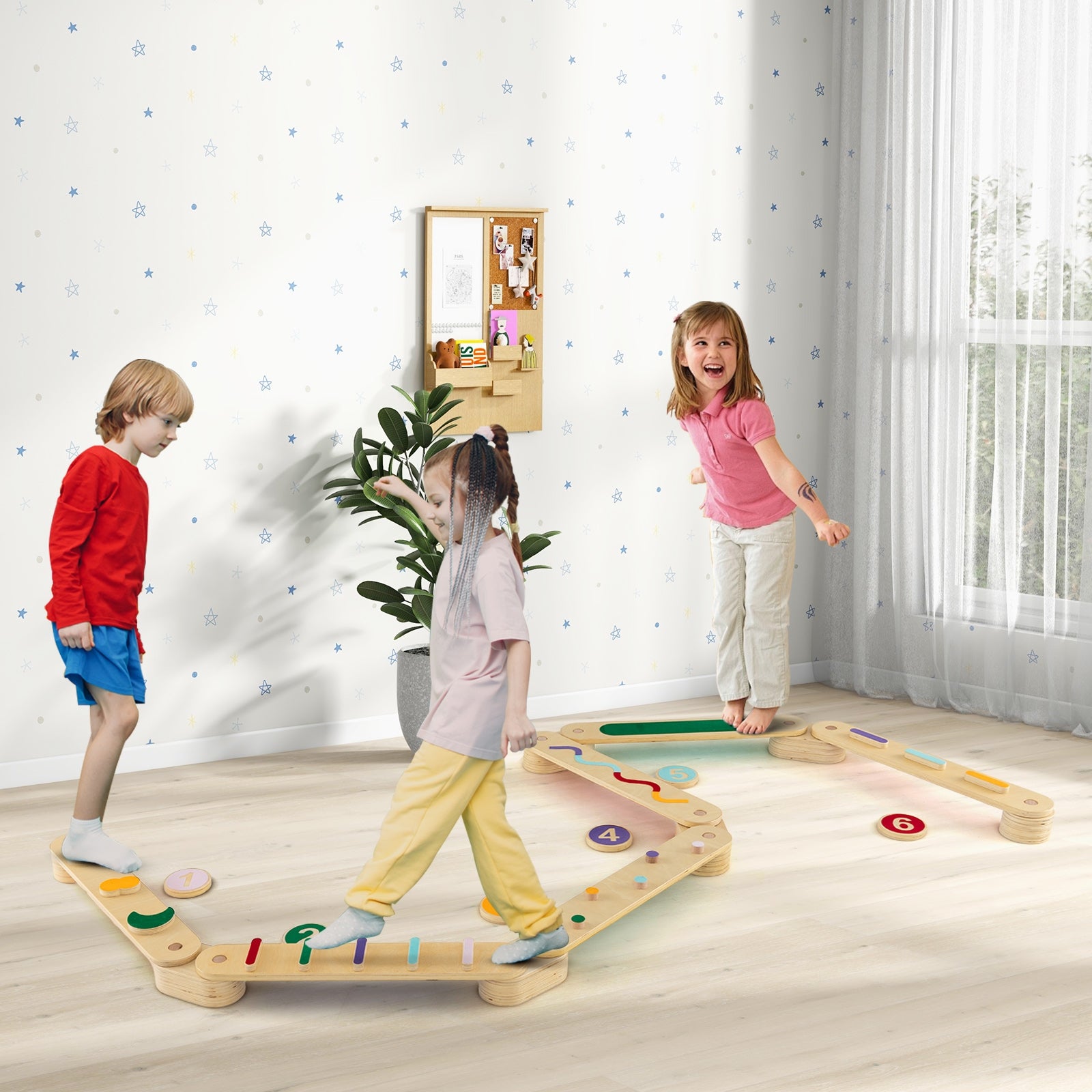 Montessori Balance Beam Set Wooden Balance Boards with Stepping Stones, Multicolor Toy Sports at Gallery Canada