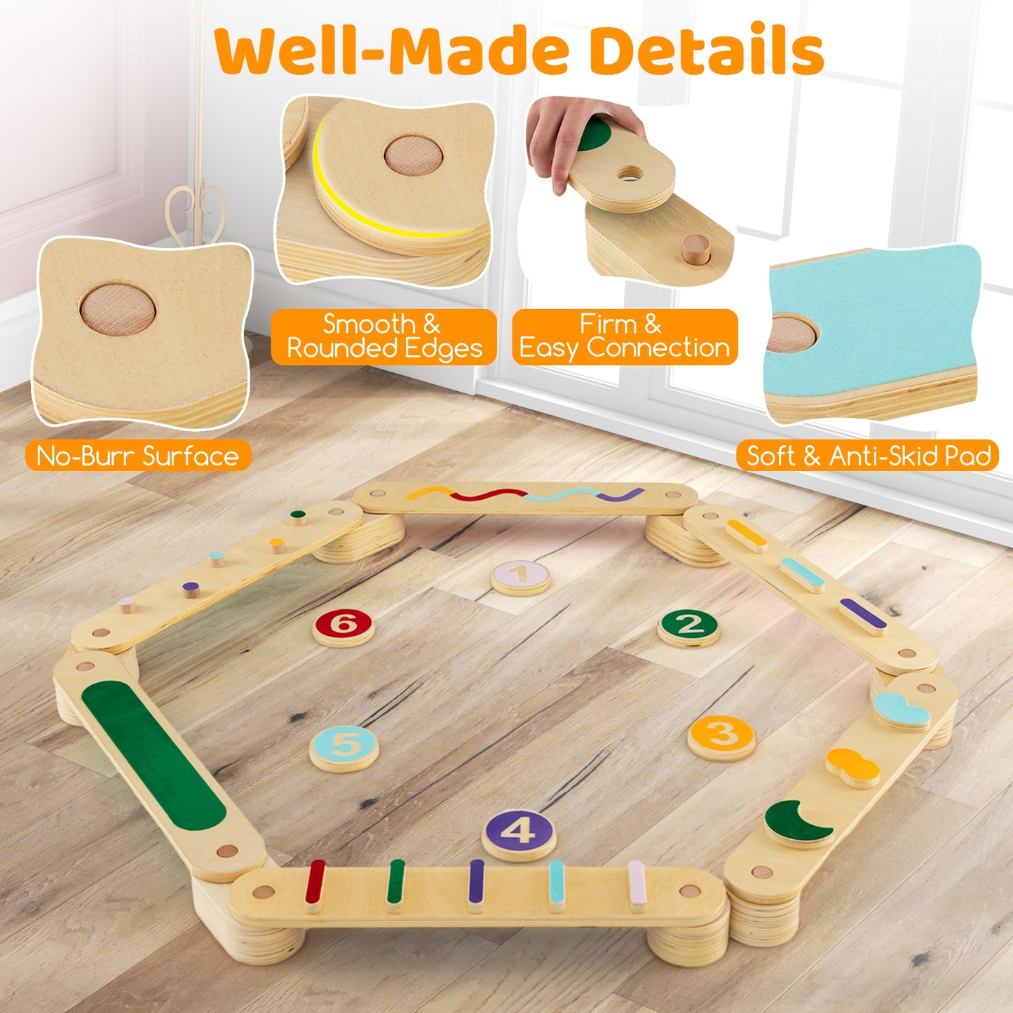 Montessori Balance Beam Set Wooden Balance Boards with Stepping Stones, Multicolor Toy Sports at Gallery Canada