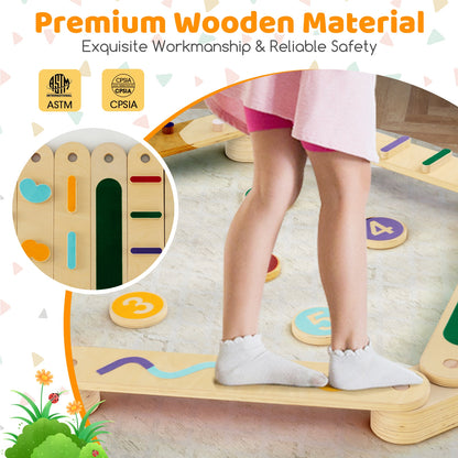 Montessori Balance Beam Set Wooden Balance Boards with Stepping Stones, Multicolor Toy Sports at Gallery Canada