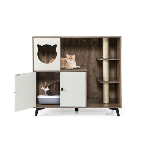 Cat Litter Box Enclosure with 3 Sisal Scratching Posts for Indoor Cats, Natural Cat Houses Natural at Gallery Canada