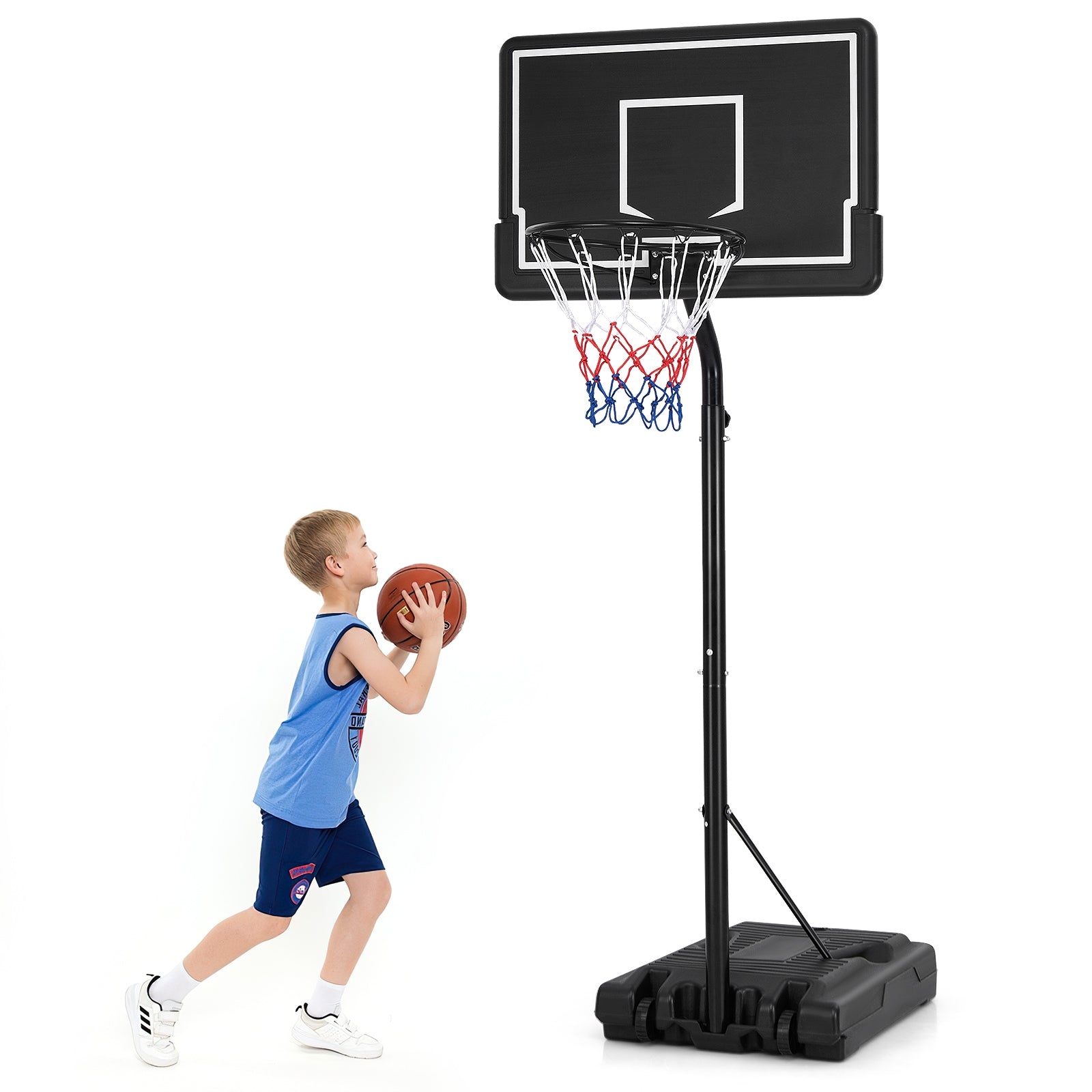 Portable Outdoor Basketball Hoop 6.9-8.5 FT Adjustable with Fillable Base Shatterproof PC Backboard, Black Sport Equipments at Gallery Canada