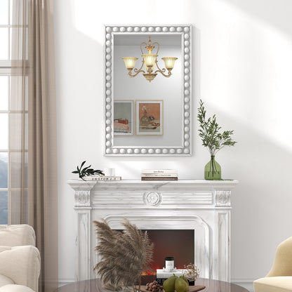 24 x 36 Inches Rustic Wall Mirror with Solid Wood Frame for Living Room Bedroom, White Wall Mirrors at Gallery Canada