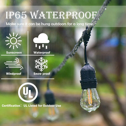 2 Pieces 48 Ft LED Outdoor Waterproof Commercial String Lights Bulbs, Clear - Gallery Canada