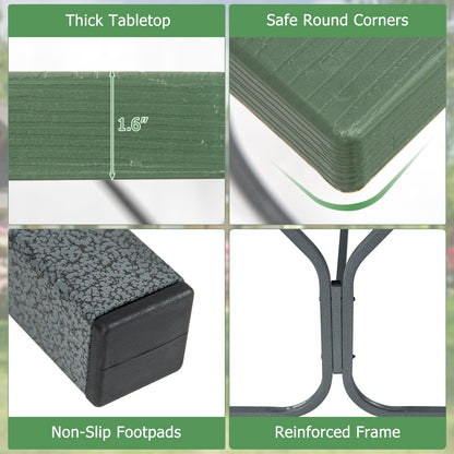 6 FT Picnic Table Bench Set, Metal Frame, HDPE Tabletop, Green Picnic Tables at Gallery Canada