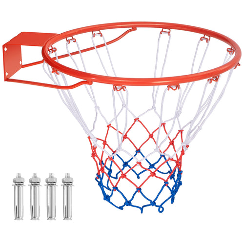 18 Inch Basketball Rim Goal Replacement with All Weather Net and Mounting Hardware, Orange