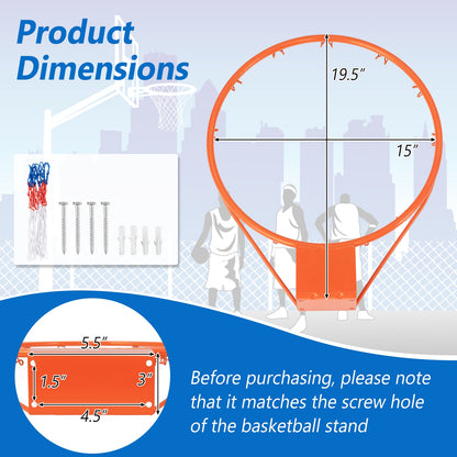 15 Inch Basketball Rim Goal Replacement with All Weather Net and Mounting Hardware, Orange Sport Equipments at Gallery Canada