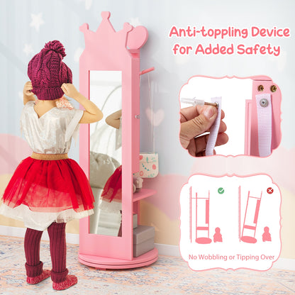 Kids Room Furniture Set Princess Vanity Table and Stool Set with Mirror and Drawer, Pink Kids Vanities at Gallery Canada