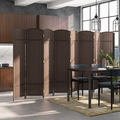 8-Panel Folding Room Divider, Hand-Woven Texture, Solid Wood Frame, Brown Room Dividers at Gallery Canada