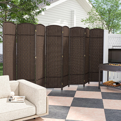 8-Panel Folding Room Divider, Hand-Woven Texture, Solid Wood Frame, Brown Room Dividers at Gallery Canada