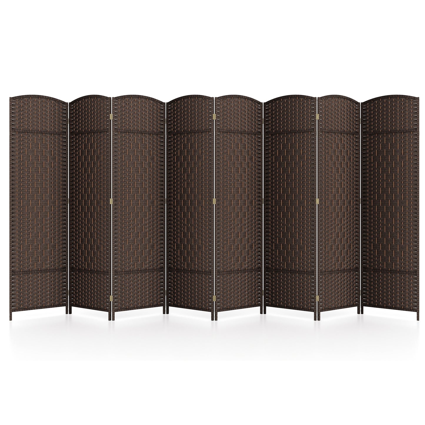 8-Panel Folding Room Divider, Hand-Woven Texture, Solid Wood Frame, Brown Room Dividers at Gallery Canada