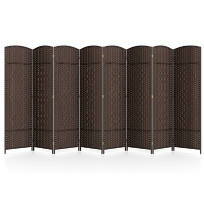 8-Panel Folding Room Divider, Hand-Woven Texture, Solid Wood Frame, Brown Room Dividers at Gallery Canada