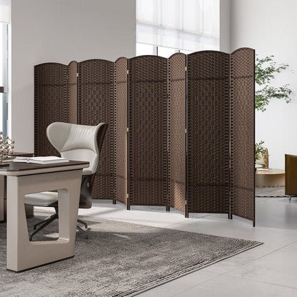 8-Panel Folding Room Divider, Hand-Woven Texture, Solid Wood Frame, Brown Room Dividers at Gallery Canada