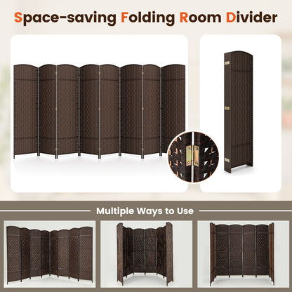 8-Panel Folding Room Divider, Hand-Woven Texture, Solid Wood Frame, Brown Room Dividers at Gallery Canada