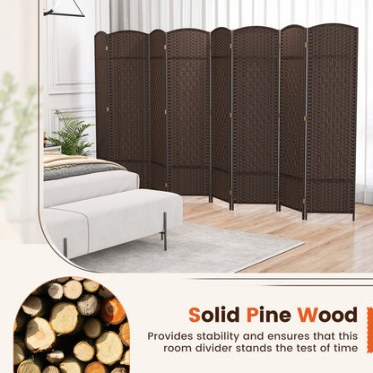 8-Panel Folding Room Divider, Hand-Woven Texture, Solid Wood Frame, Brown Room Dividers at Gallery Canada