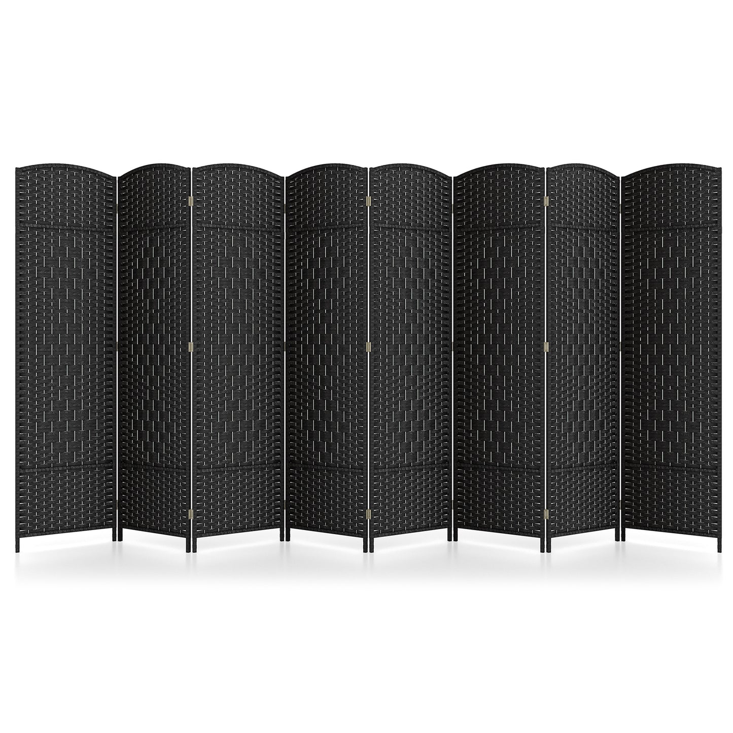 8-Panel Folding Room Divider with Hand-Woven Texture and Solid Wood Frame, Black Room Dividers at Gallery Canada