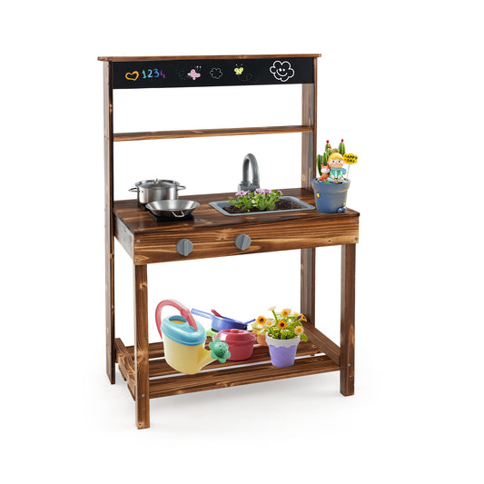 Outdoor Mud Kitchen For Kids, Rotatable Faucet, Removable Sink, Natural Play Kitchen Sets Natural at Gallery Canada