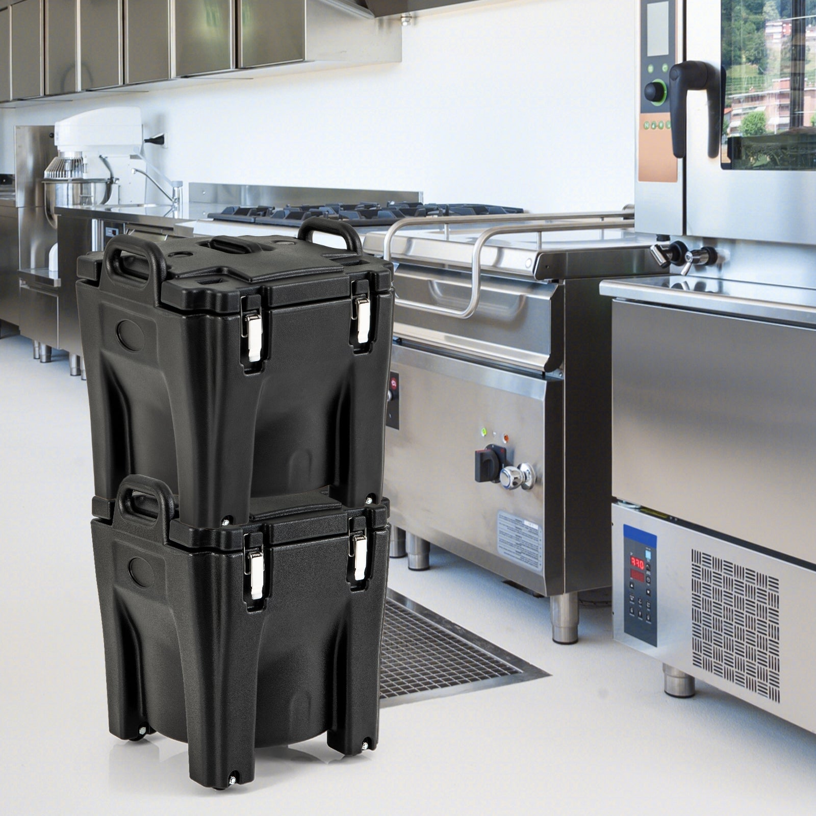 32 QT Portable Insulated Food Carrier with Stainless Steel Barrel for Catering Camping, Black Food Warmers & Burners at Gallery Canada