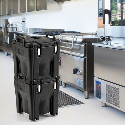 32 QT Portable Insulated Food Carrier with Stainless Steel Barrel for Catering Camping, Black Food Warmers & Burners at Gallery Canada