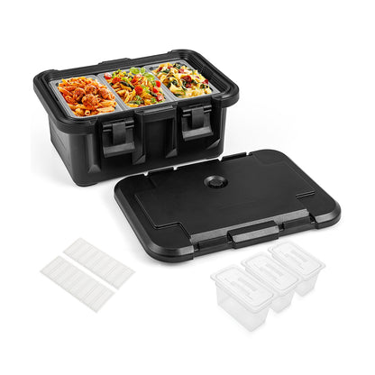 31 QT Insulated Food Pan Container, 3 Transparent Pans With Lids, Black Food Warmers & Burners at Gallery Canada