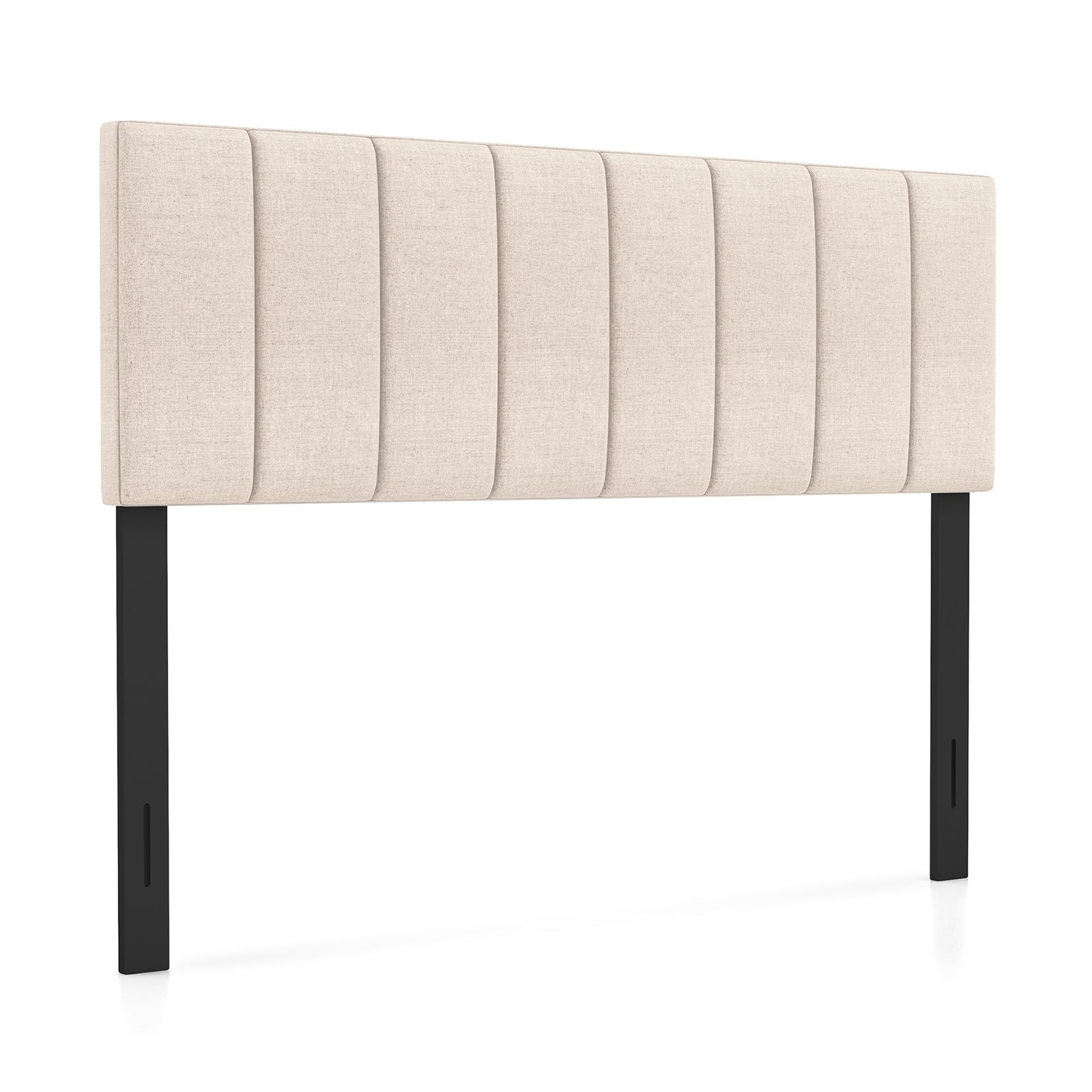 Linen Upholstered Headboard with Solid Wood Legs and Adjustable Width, Beige Headboards at Gallery Canada