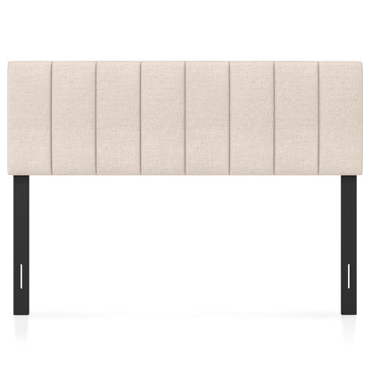 Linen Upholstered Headboard with Solid Wood Legs and Adjustable Width, Beige Headboards at Gallery Canada
