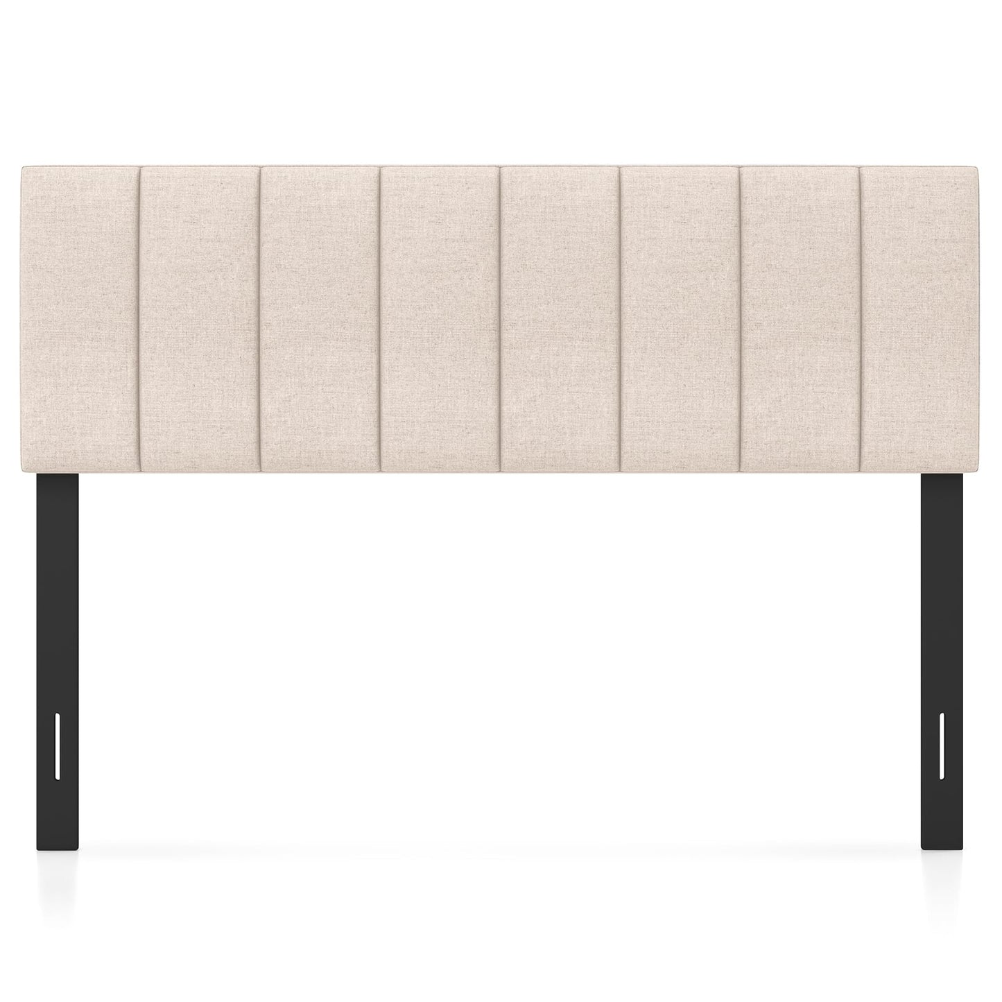 Linen Upholstered Headboard, Solid Wood Legs, Adjustable Width, Beige