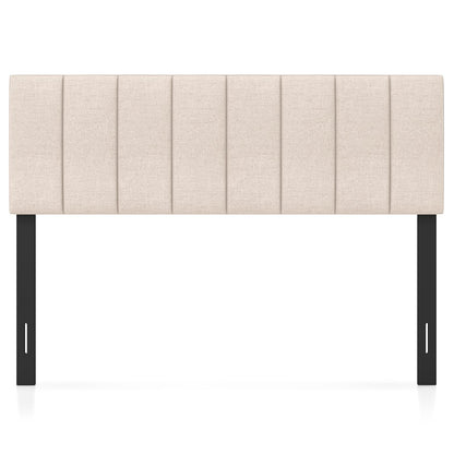Linen Upholstered Headboard, Solid Wood Legs, Adjustable Width, Beige