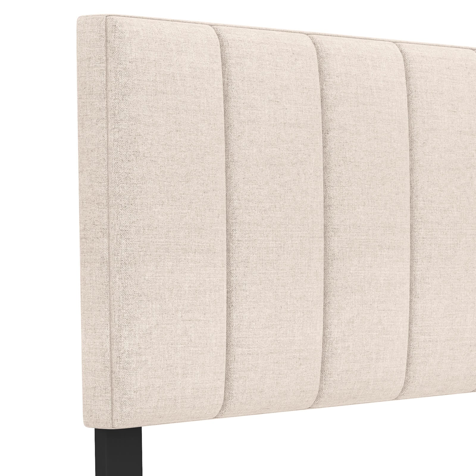 Linen Upholstered Headboard with Solid Wood Legs and Adjustable Width, Beige Headboards at Gallery Canada