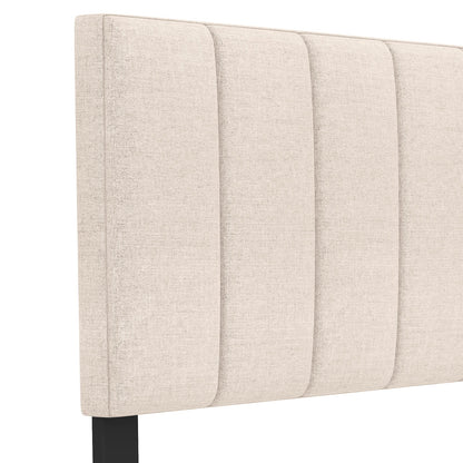 Linen Upholstered Headboard with Solid Wood Legs and Adjustable Width, Beige Headboards at Gallery Canada