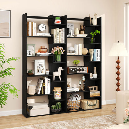 6-Tier Bookshelf Wooden Bookcase with 2 Anti-Tipping Kits Open Display Shelf, Black Bookcases at Gallery Canada