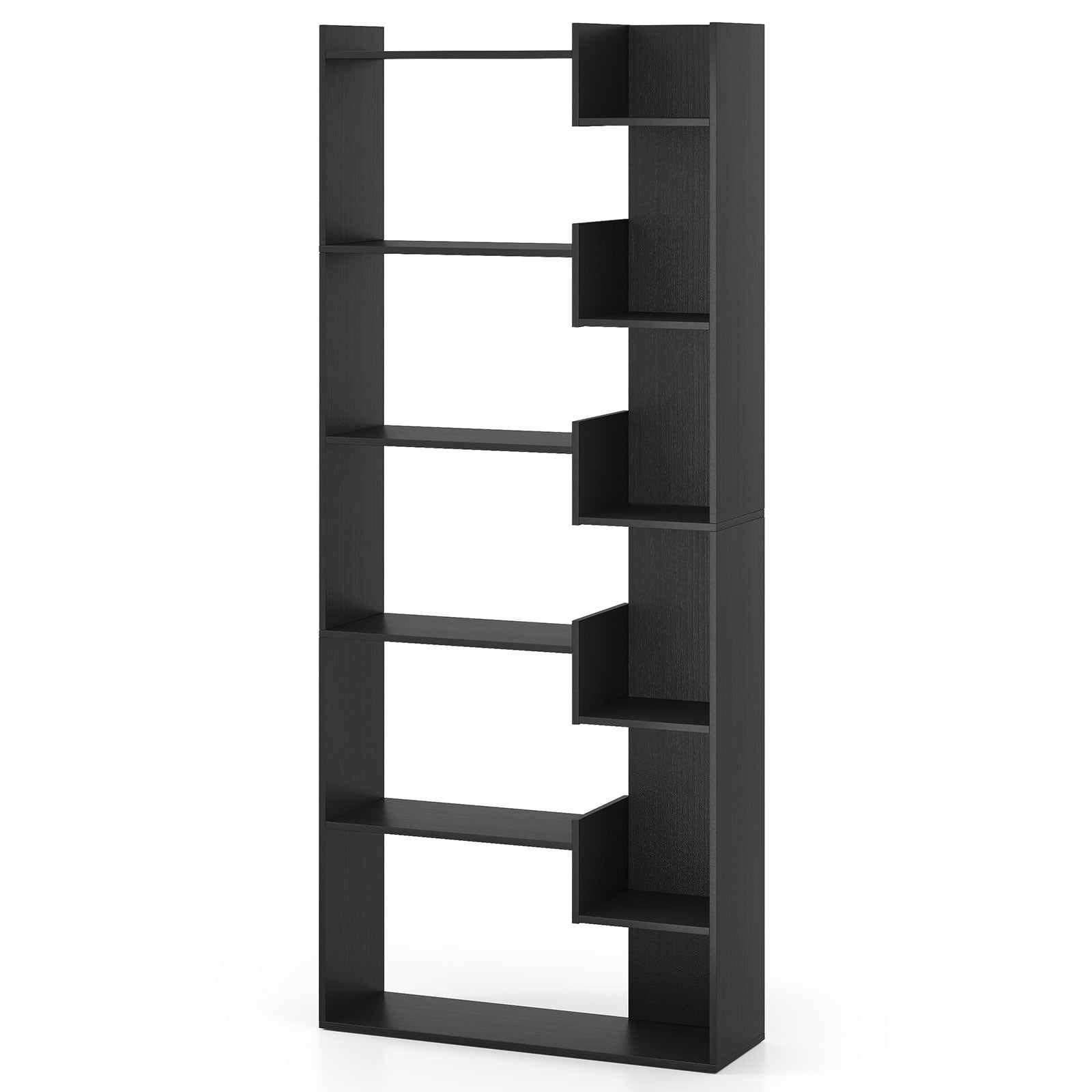 6-Tier Bookshelf Wooden Bookcase with 2 Anti-Tipping Kits Open Display Shelf, Black Bookcases Black at Gallery Canada