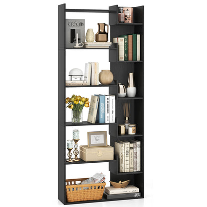 6-Tier Bookshelf Wooden Bookcase with 2 Anti-Tipping Kits Open Display Shelf, Black Bookcases at Gallery Canada