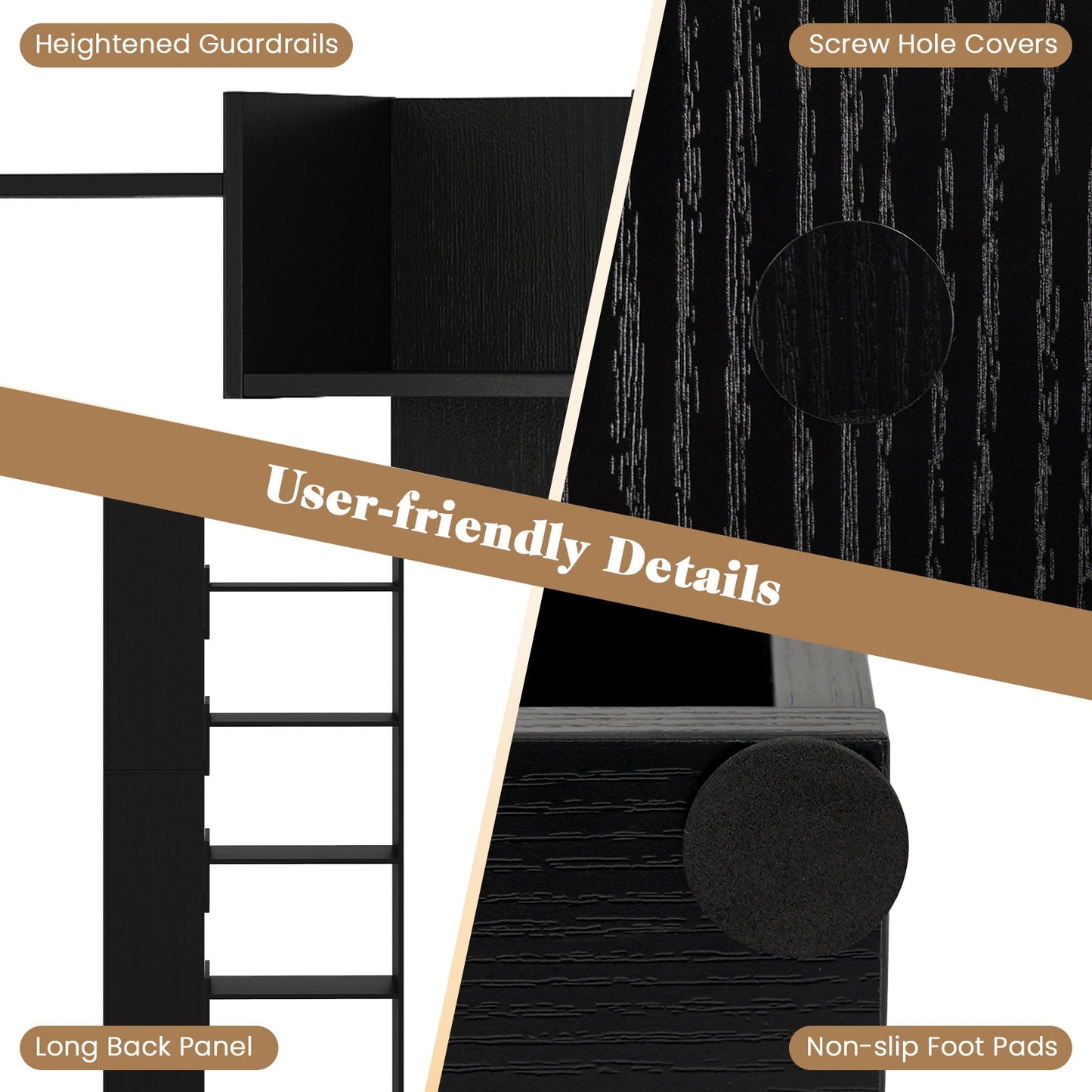 6-Tier Bookshelf Wooden Bookcase with 2 Anti-Tipping Kits Open Display Shelf, Black Bookcases at Gallery Canada